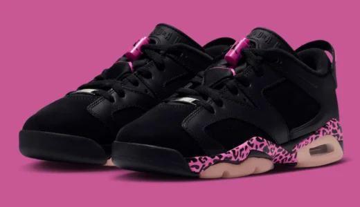 Air Jordan 6 Low GS「Black/Pink Foam」が10月2日海外発売！ヒールにレーザーフューシャのエレファント柄、GSは$150【768878-001】
